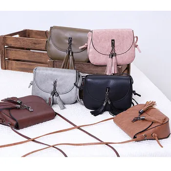 

Hot Selling Women Messenger Bag PU Leather Tassels Handbags Phone Pouch Shoulder CrossBody Bags -B5