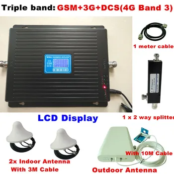 

2G 3G 4G GSM 900 3G 2100 LTE 4G 1800 Tri Band Mobile Phone Signal Repeater Signal Booster Amplifier 4G LTE Antenna For 2 Rooms