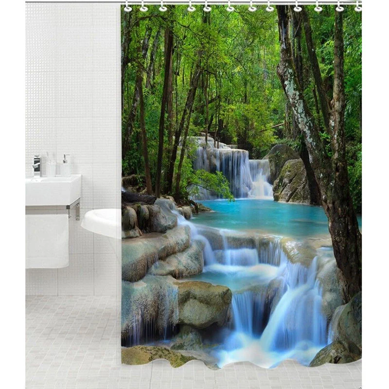 Bathroom Shower Curtain Wonder Waterfalls Nature Scenery Mildewproof Polyester Fabric Bath Screens with Fabric 72 Inch 12 Hooks Bathroom Shower Curtain Wonder Waterfalls Nature Scenery Mildewproof Polyester Fabric Bath Screens with Fabric 72 Inch 12 Hooks