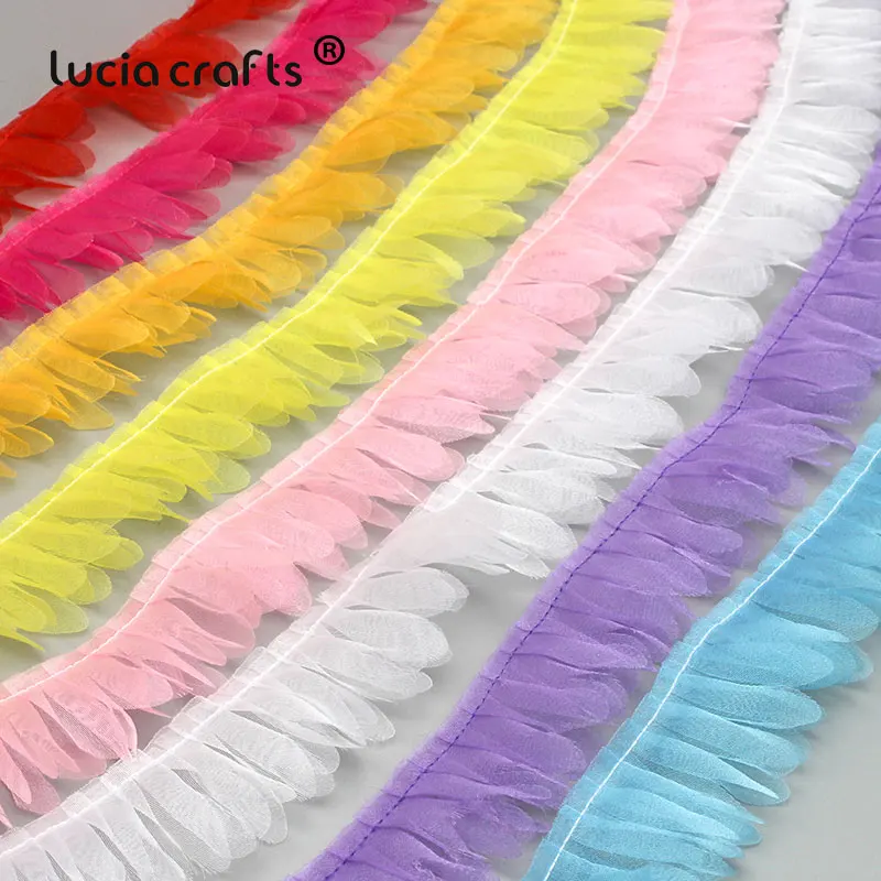

2yards/8yards 4cm Voile Lace Trim Ribbon Fabric for Sewing Wedding Dress Decoration Headwear Materials DIY Accessories V0201