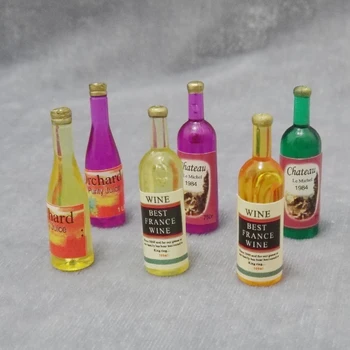 

12pcs 1:12 Scale Wooden box fruit wine ice cubes goblet Dollhouse Miniature Toy Fridge Magnet Doll Food Kitchen room Accessories