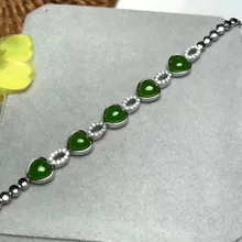 Натуральный зеленый камень яшма браслет натуральный камень элегантный браслет сердце 925 серебряный браслет элегантных женщин Девушка Fine Jewelry