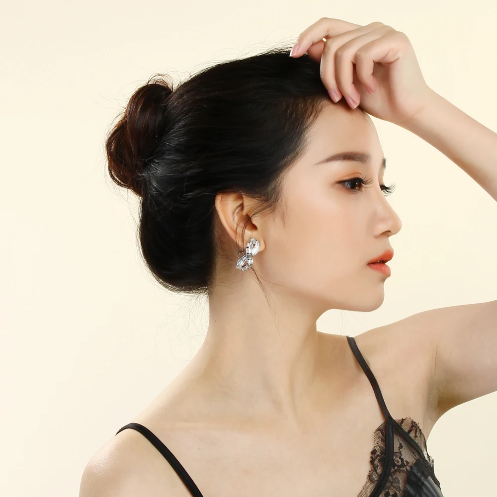 Unique design earrings pave cubic zircon crystal aretes high quality women drop earring statement Jewelry