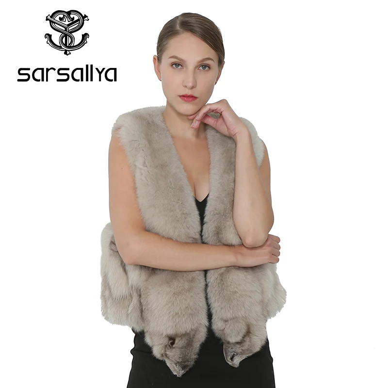SARSALLYA натуральный Лисий мех жилет пальто зимняя женская одежда модная куртка натуральным лисьим мехом жилет Для женщин верхняя одежда - Цвет: Yellow