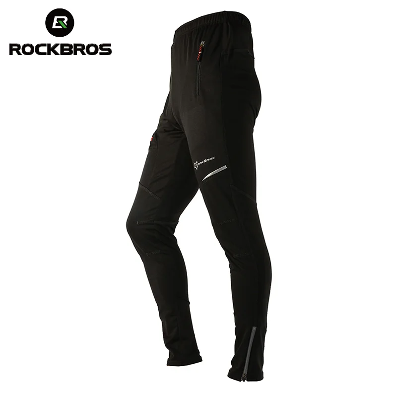 ROCKBROS Winter Cycling Pants Warm Ergonomics Mens Windproof Thermal Bicycling Pants Black