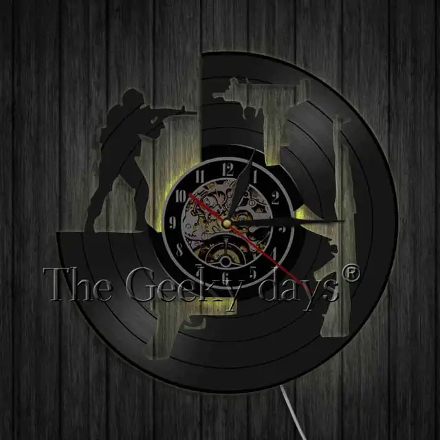 Shooting Gun Vinyl Wall Clock Arms Gun Wall Art Decor Handmade Craft