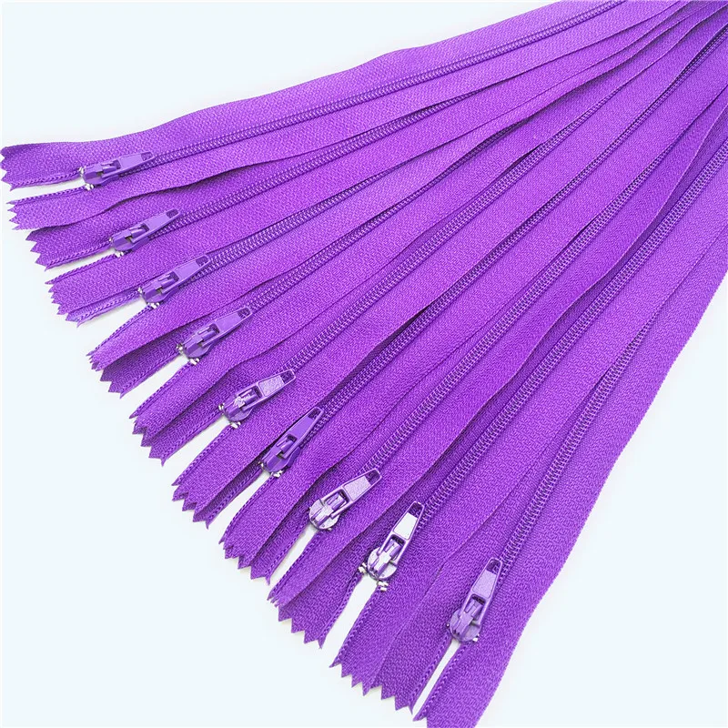 

10pcs Violet color 3# Closed Nylon Coil Zippers Tailor Sewing Craft (6-24 Inch) 15-60CM