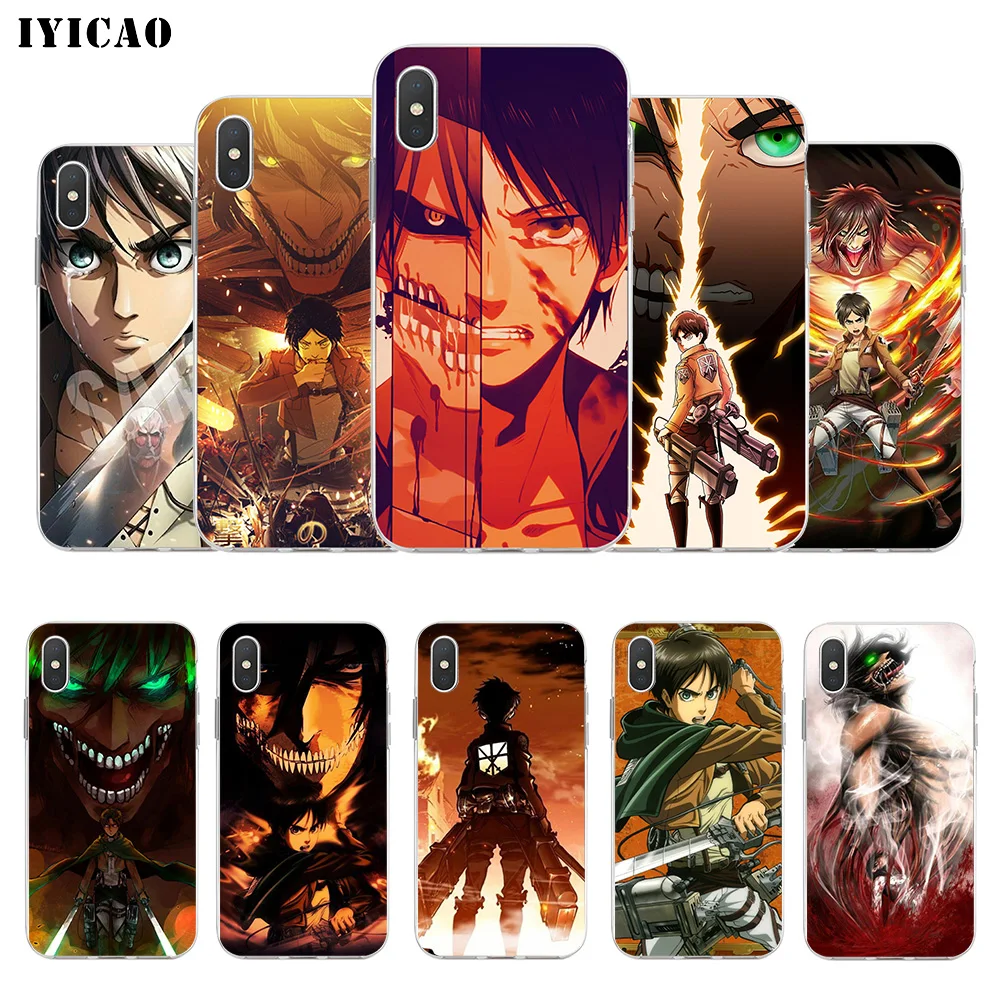 IYICAO Eren Jaeger Attack on Titan Мягкий силиконовый чехол для телефона iPhone X XR XS MAX 6 6s 7 8 Plus 5 5S SE