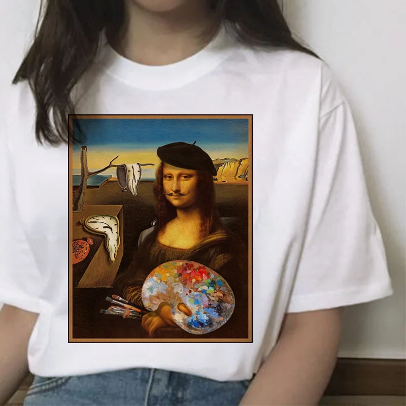 Mona lisa cat футболка Женская Новая мода Топ летняя футболка эстетический Забавный гранж каваи femme короткая футболка хип-хоп - Цвет: 7285