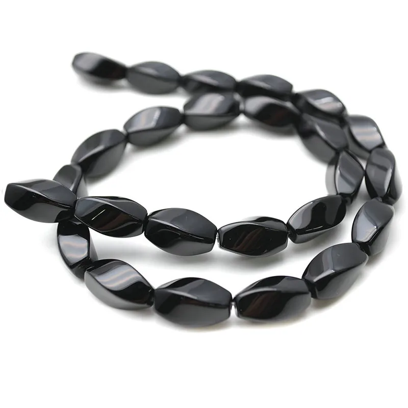

Natural Carnelian Twist Twisted Olivary Olives Black Agate Beads For Jewelry Making Beads 15inch Needlework DIY Beads Trinket