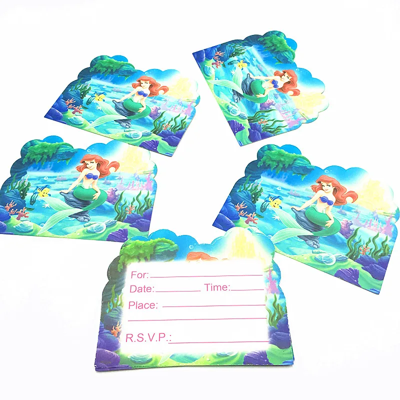 

10PCS/LOT MERMAID INVITATIONS KIDS BIRTHDAY PARTY FAVORS MERMAID INVITATION CARDS HAPPY BIRTHDAY PARTY SUPPLIES