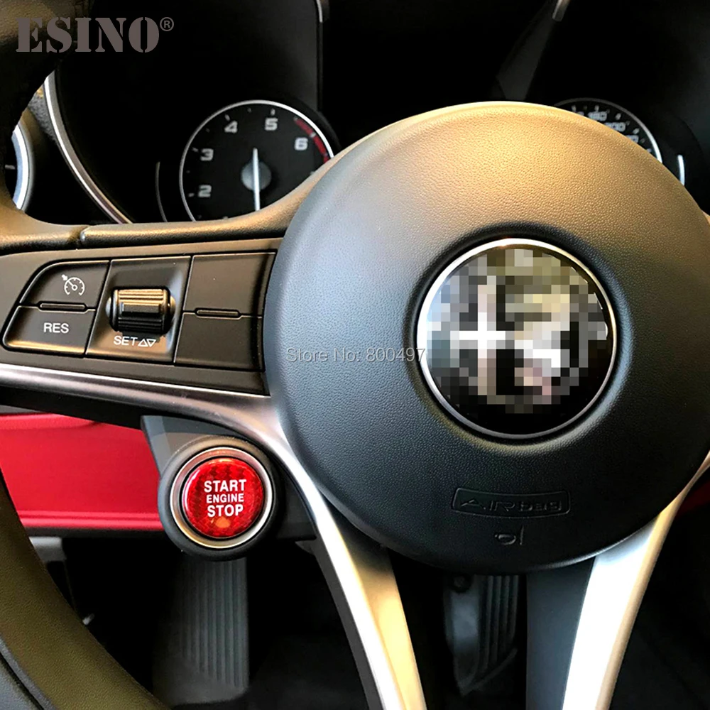 

Cool Fashion Car Styling Real Carbon Fiber 3D Engine Start Stop Button Ignition Device Cover Trim for Alfa Remeo Giulio Stelvio