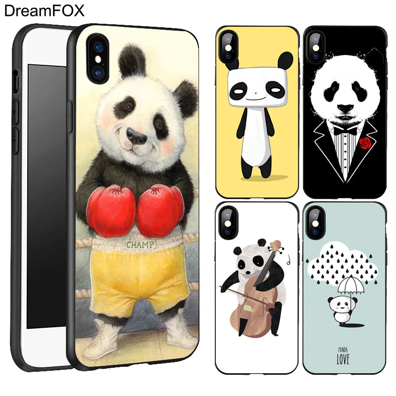 

DREAMFOX L138 Cute Panda Black Soft TPU Silicone Case Cover For Apple iPhone 11 Pro XR XS Max X 8 7 6 6S Plus 5 5S 5G SE