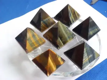 

292g 7 Natural Tiger Eye Crystal Pyramid Healing + 450g stand