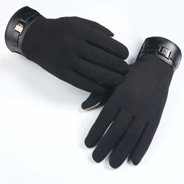 Осенне-зимние мужские и женские перчатки с сенсорным экраном, Нескользящие толстые теплые шерстяные кашемировые наручные перчатки, мужские варежки - Цвет: A-1