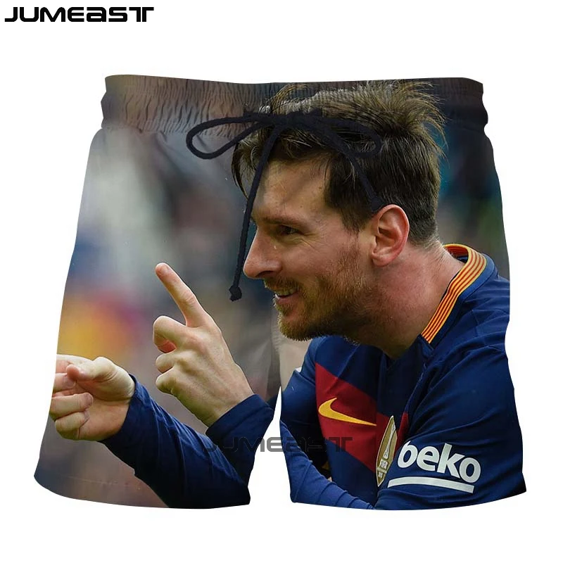 Jumeast Брендовые мужские/женские 3D принты "Футбол" Звезда Lionel Messi шорты летние быстросохнущие пляжные повседневные спортивные брюки короткие брюки