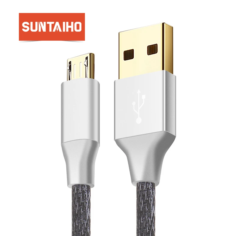 Позолоченный Micro USB кабель, Suntaiho нейлон Быстрая зарядка Android USB зарядное устройство Дата кабель 1 м/2 м/3 м для samsung/Xiaomi/LG/htc