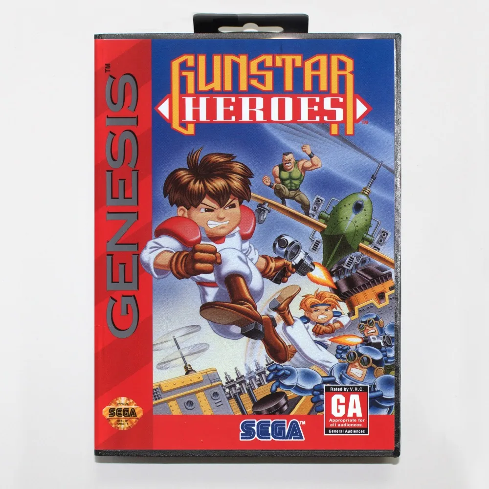 

New 16 bit MD game card - gunstar heroes with Retail box For Sega genesis system