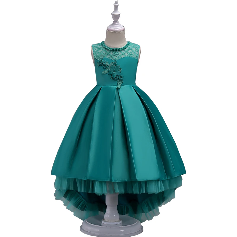 Летнее, кружевное, вечернее платье на свадьбу для девочек праздничные нарядные платья принцессы для девочек торжественные платья для выпускного Размеры От 3 до 14 лет новая детская одежда для девочек - Цвет: Зеленый