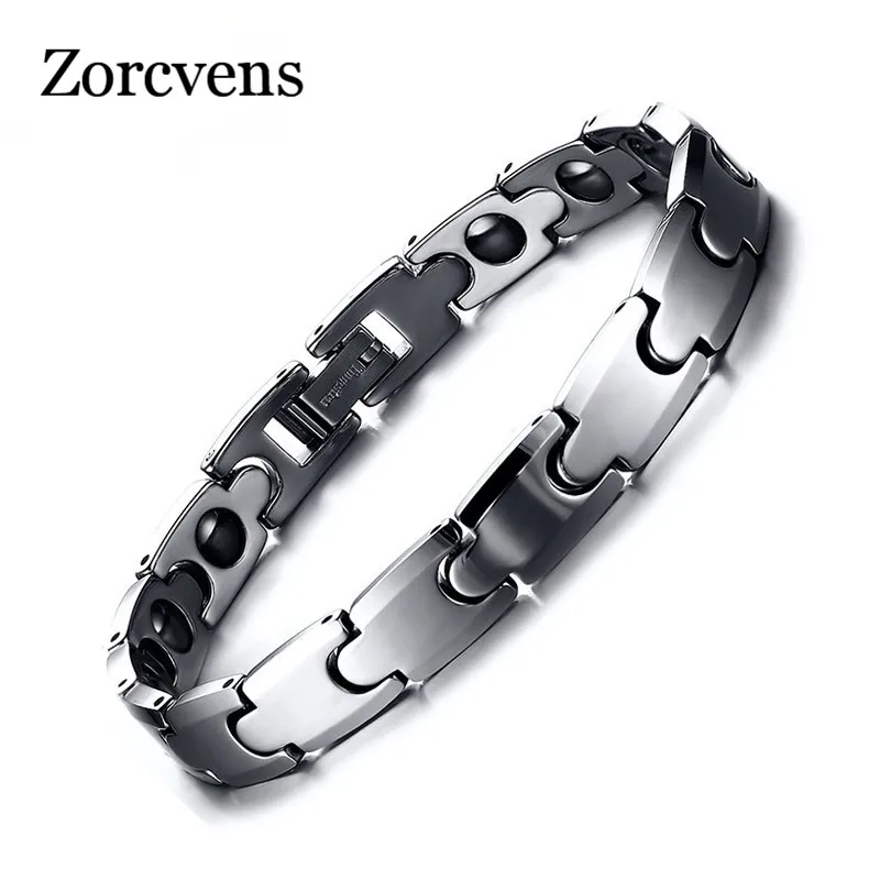 

ZORCVENS 100% Tungsten Chain Bracelet Bangle Hematite Magnetic Health Care Men Jewelry