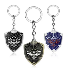 The Legend of Zelda Cosplay Keychain Metal Alloy Shield Enamel Car Key Ring Holder Accessories Props Gift