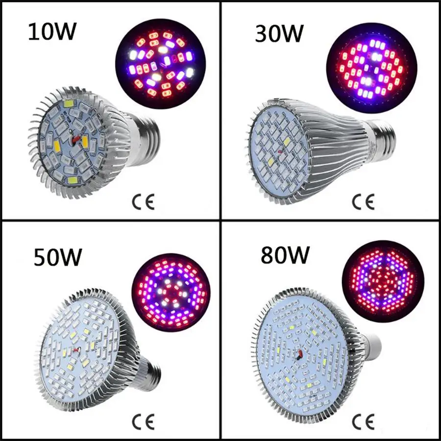Светодиодный светильник для выращивания полный спектр 10 Вт/30 Вт/50 Вт/80 Вт E27 UV IR светодиодный светильник для выращивания растений в помещении Гидропоника светодиодный светильник для выращивания растений