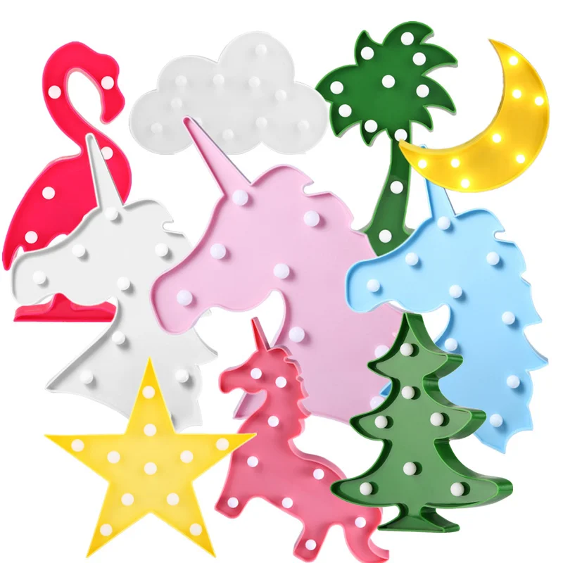 Led 램프 문 선인장 구름 밤 빛 3D Luminaria 유니콘 스타 Nightlight 움직이는 편지 선물 완구 침실 장식 어린이 베이비 #35