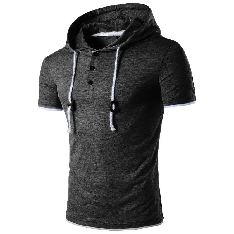 

GUMNHU Men's Clothing 2019 Summer New Round Neck Slim Short-Sleeved Tees Casual Fashion Short Sleeve Hooded Men's T-shirt
