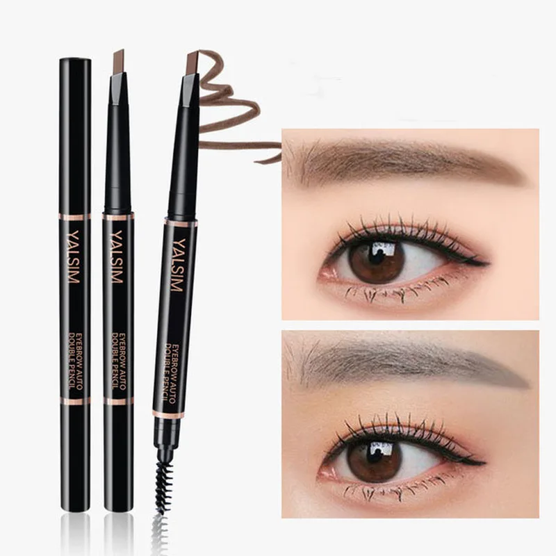 

Refill triangle double eyebrow pencil Automatic rotation waterproof and sweatproof no makeup eyebrow powder eyebrow kit