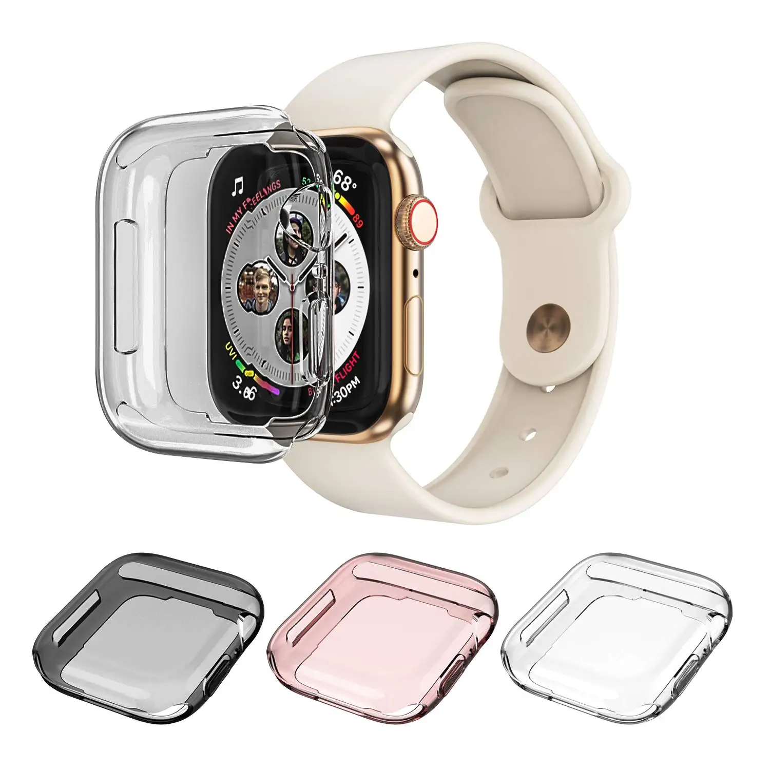 

for Apple Watch Series 4 Case, [3-Pack Colorful] All Around Soft TPU Protective Cover Case iWatch 4