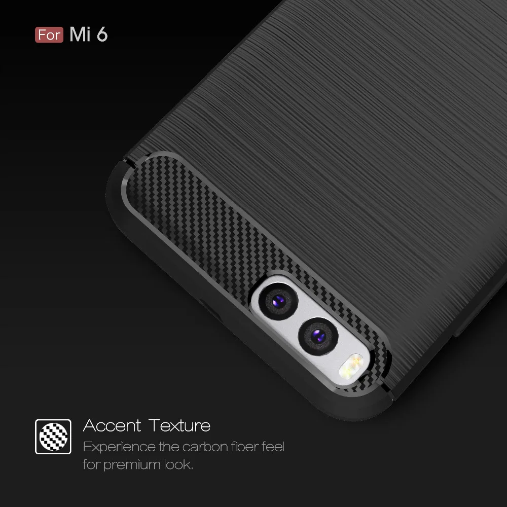 עבור Xiaomi Mi 6 מקרה סיליקון מקרה עבור Xiaomi Mi6 mi 6 מקרה כיסוי Fundas רך פחמן סיבי Brushe Coque etui Capinha Aksesuar