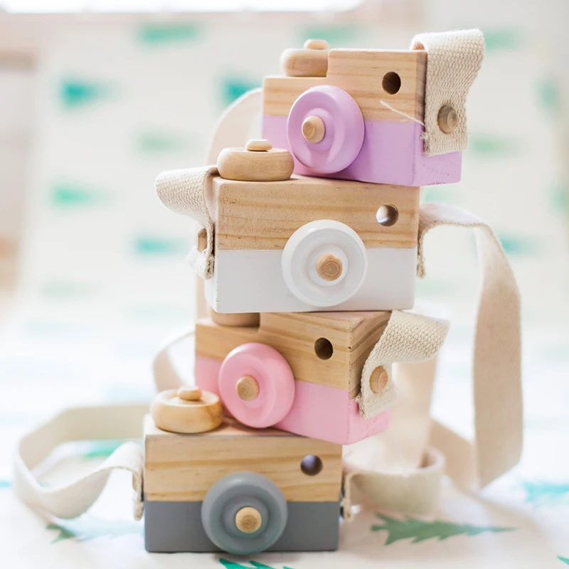 Cute Wooden Toy Camera Baby Kids Hanging Camera Photography Prop