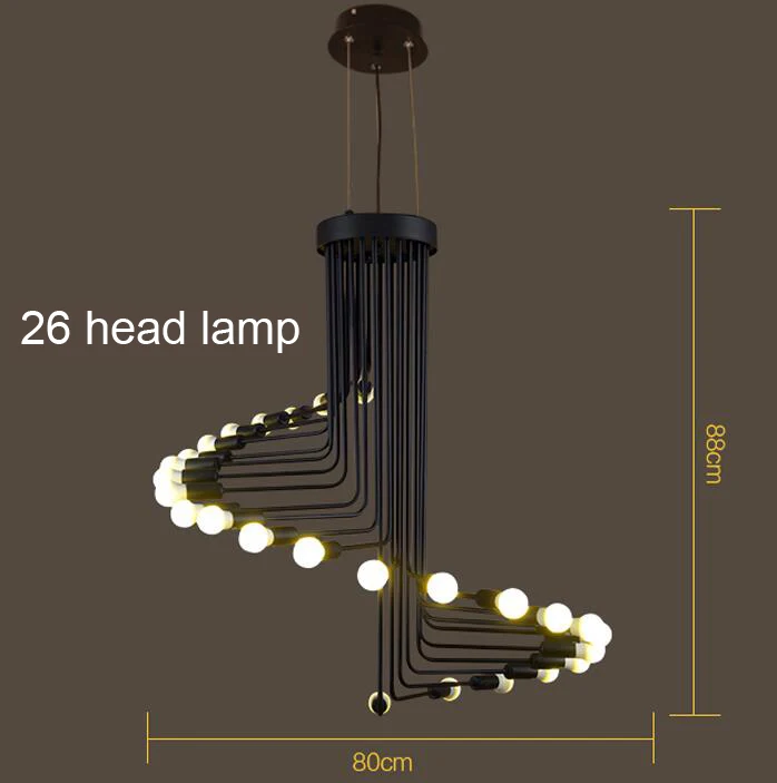 Современный винтажный подвесной светильник в стиле лофт с железной спиральной лестницей, подвесной светильник, подвесной светильник, антикварная американская Подвесная лампа - Цвет корпуса: 26 head lamp