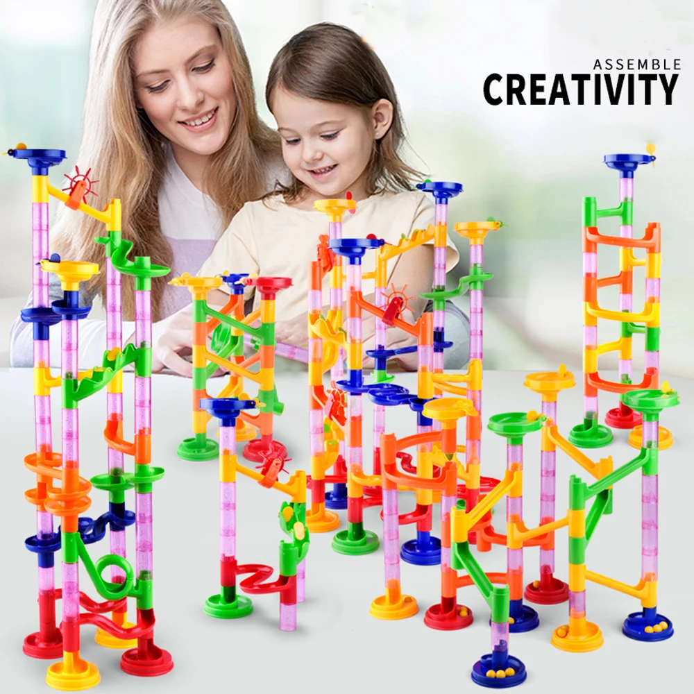 

29-105pcs Marble Race Run Maze Balls Track Building Blocks DIY Construction Plastic Pipe Slide Bricks Compatible Brand Blocks