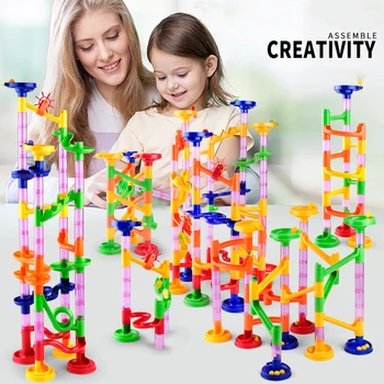 

29-105pcs Marble Race Run Maze Balls Track Building Blocks DIY Construction Plastic Pipe Slide Bricks Compatible Brand Blocks