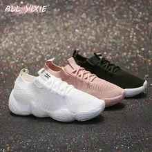 ALL YIXIE 2019 Fashion Spring Summer Wild White Breathable Women Sneakers Korean Sports Leisure Shoes Women Black Vulcanize Shoe