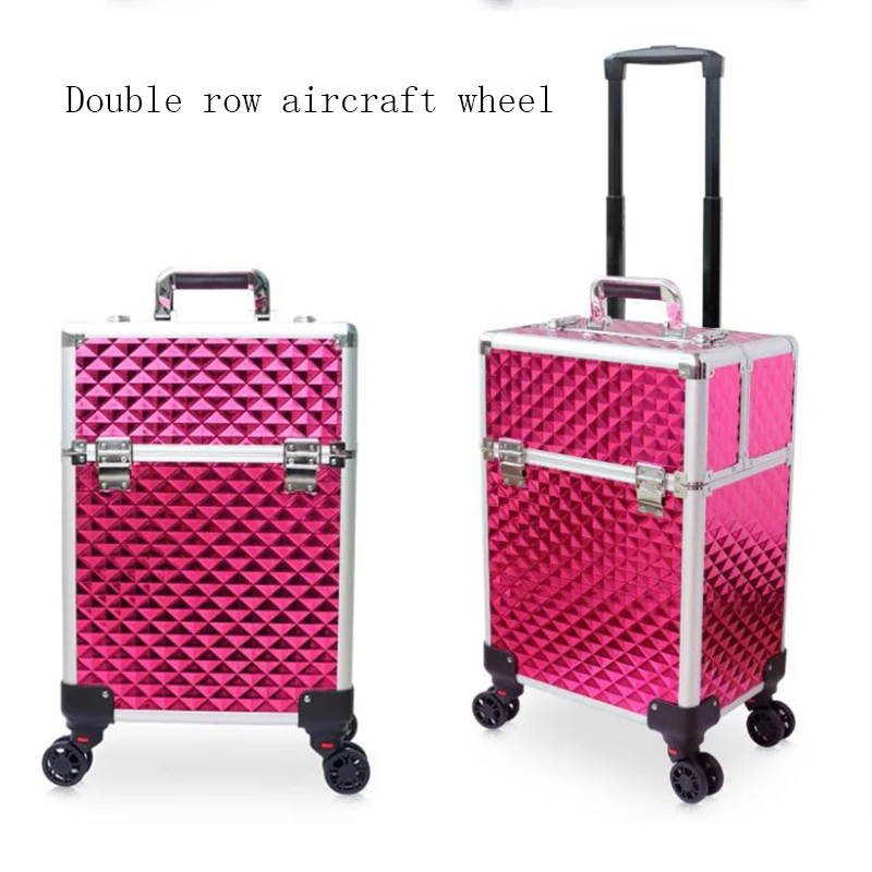 

Portable Professional Trolley Cosmetic case Bag Suitcase For Makeup with wheels Large Capacity Women Box Nails Beauty Luggage