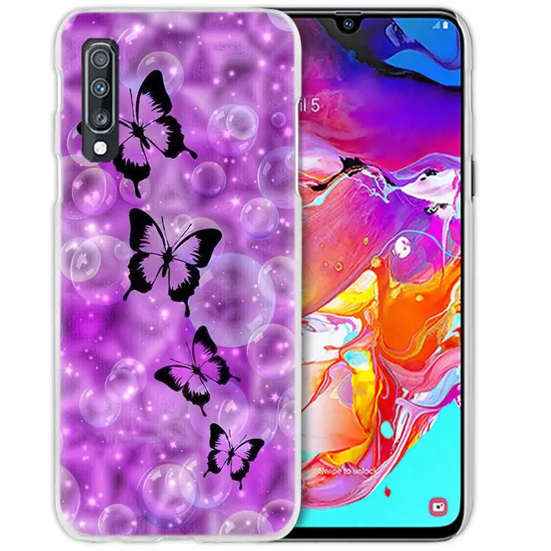 Бабочка чехол для samsung Galaxy A50 A70 A20e A40 A30 A20 A10 A8 A6 плюс A9 A7 Прозрачный жесткий чехол из ПК для телефона с цветочным узором Мандала
