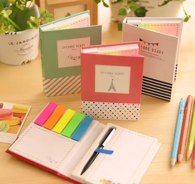 

Kawaii Cute Animal Hardcover Memo Pad Post It Notepad Sticky Notes Stationery Diary Notebook With Pen Office School Supplies
