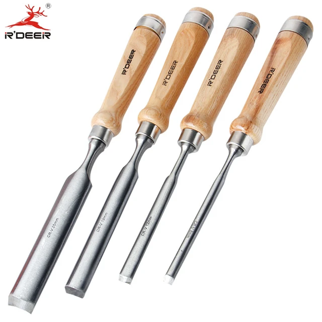 4-Pieces Woodworking Wood Carving Tools Chisel Set 8mm 12mm 18mm 25mm  Semi-circular Wood Carving Chisels Chrome Vanadium Steel Blade Wood Chisels  Gouge for Woodworking Tools lathe tools 