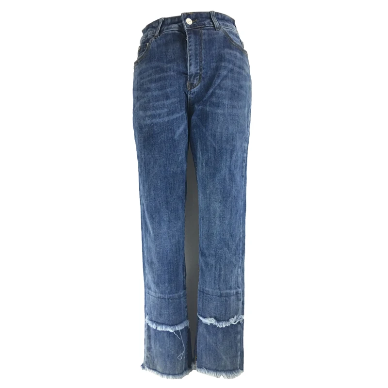 

ME&SKI Jeans Women Denim Scratched Elastic Skinny Jeans Ripped Pants High Waist Trousers Jeans Casual Color Blue