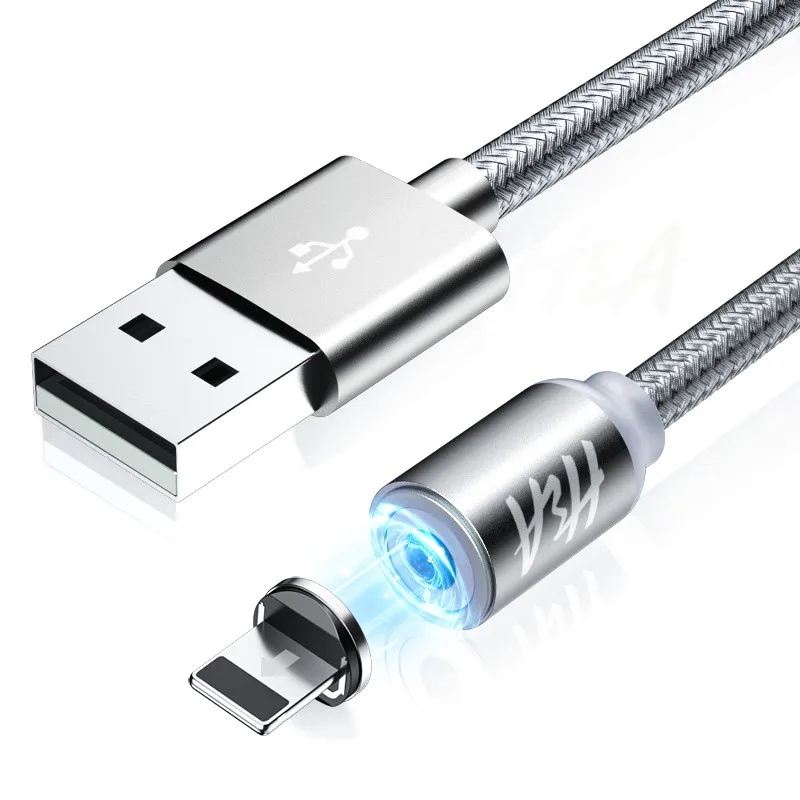 Магнитный кабель Micro usb type C адаптер для быстрой зарядки телефона Microusb type-C магнитное зарядное устройство usb c для iphone samsung xiaomi - Цвет: Silver 1m for iphone