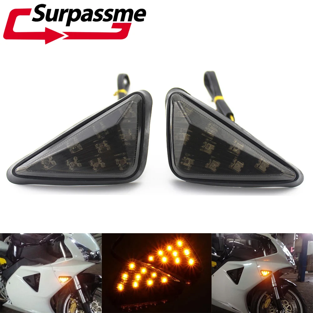 Pair Universal 10mm Motorcycle Smoked LED Blinker Turn Signal Indicators Light