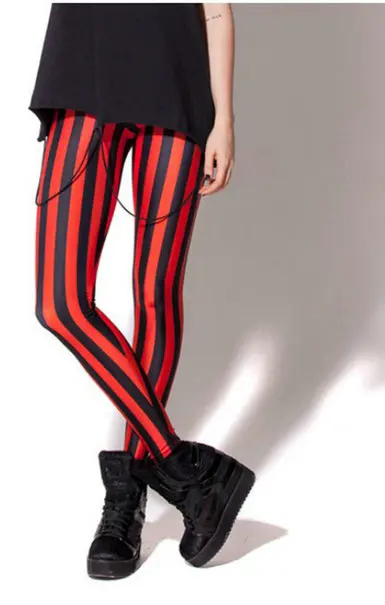 Горячее предложение! Распродажа! Красные Полосатые Леггинсы с цифровым принтом в готическом стиле, креативные Модные женские облегающие брюки для фитнеса, популярные брюки, брендовая одежда, BL-101 - Цвет: BL101