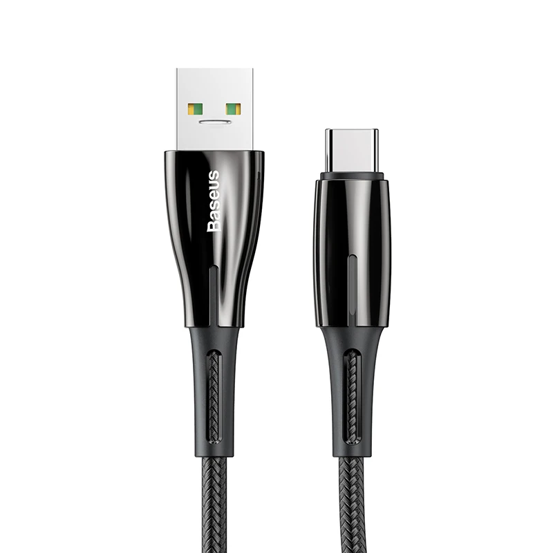 Baseus 5A кабель USB C в форме капли воды для huawei SuperCharger QC 3,0 Быстрая зарядка usb type C кабель для Xiaomi samsung шнур - Цвет: Черный