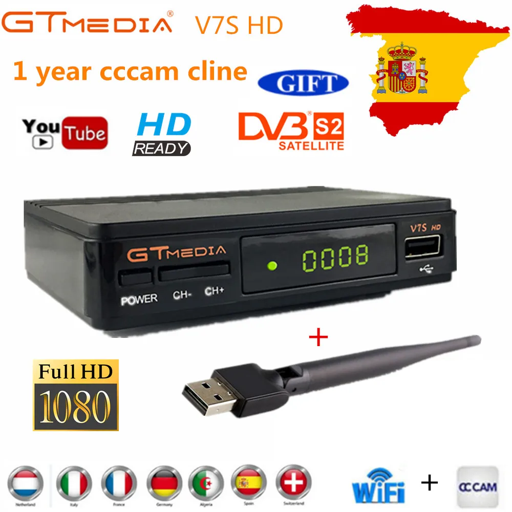 Gt Media спутниковый ТВ приемник V7S HD приемный Поддержка cccam линий для Европы с wifi DVB-S2