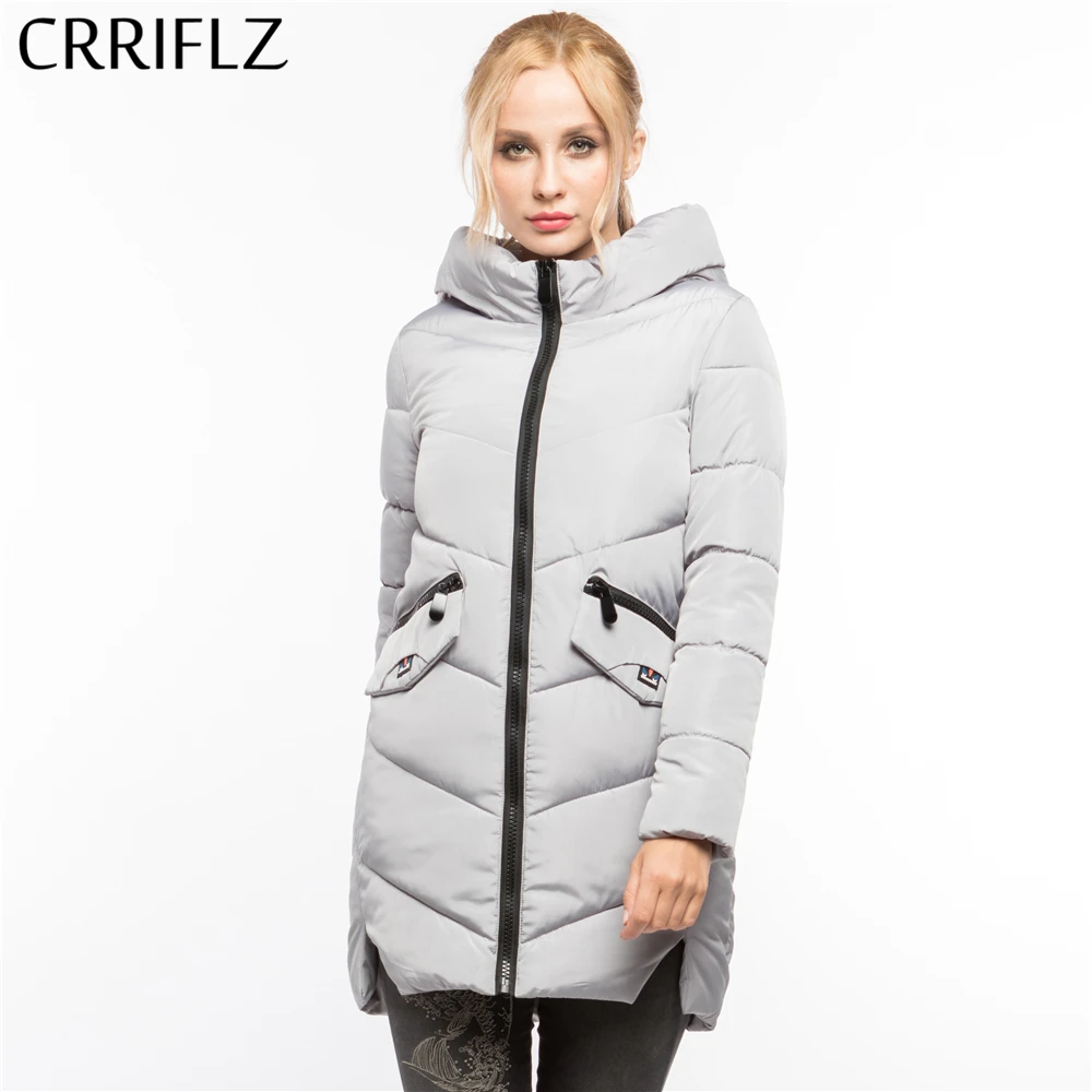 CRRIFLZ Winter Clearance Fashion Warm Winter Jacket Women Hooded Coat Down Parkas Female Outerwear High Quality