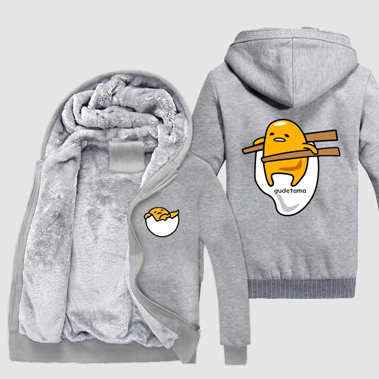 Высокое качество унисекс любителей gudetama куртка толстовки, куртки, свитера студентов мультяшка Гудетама влюбленных Пара теплые толстовки пальто куртка