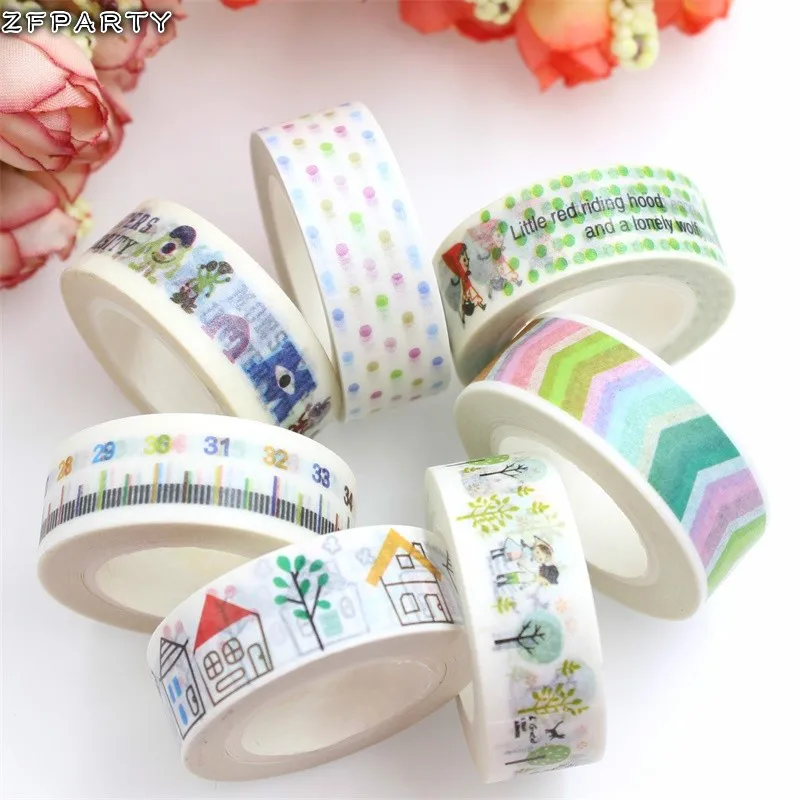 

ZFPARTY 15mm*10m Adhesive Tape for Scrapbooking DIY Craft Sticky Deco Masking Japanese Paper Washi