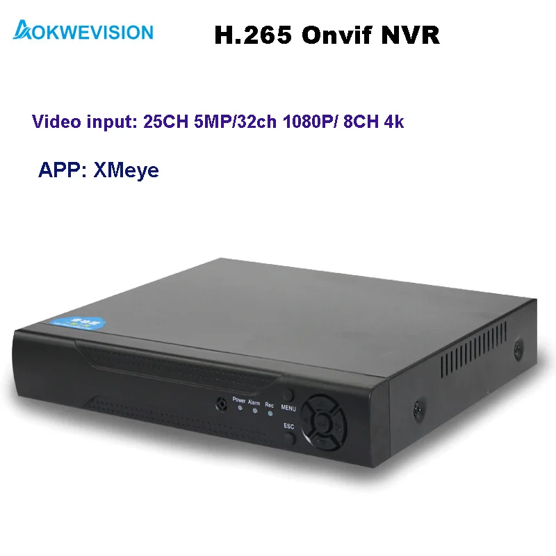 Aokwevision new arrival XMeye Onvif H.264/265 NVR 25ch 5MP network video recorder support 8CH 4k/ 25ch 5MP / 32ch 1080P Aokwevision new arrival XMeye Onvif H.264/265 NVR 25ch 5MP network video recorder support 8CH 4k/ 25ch 5MP / 32ch 1080P